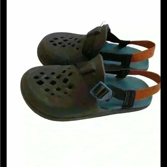 Chaco Chillos Clogs Rubber Youth 6 Black Orange Rubber Strapback - Picture 3 of 5
